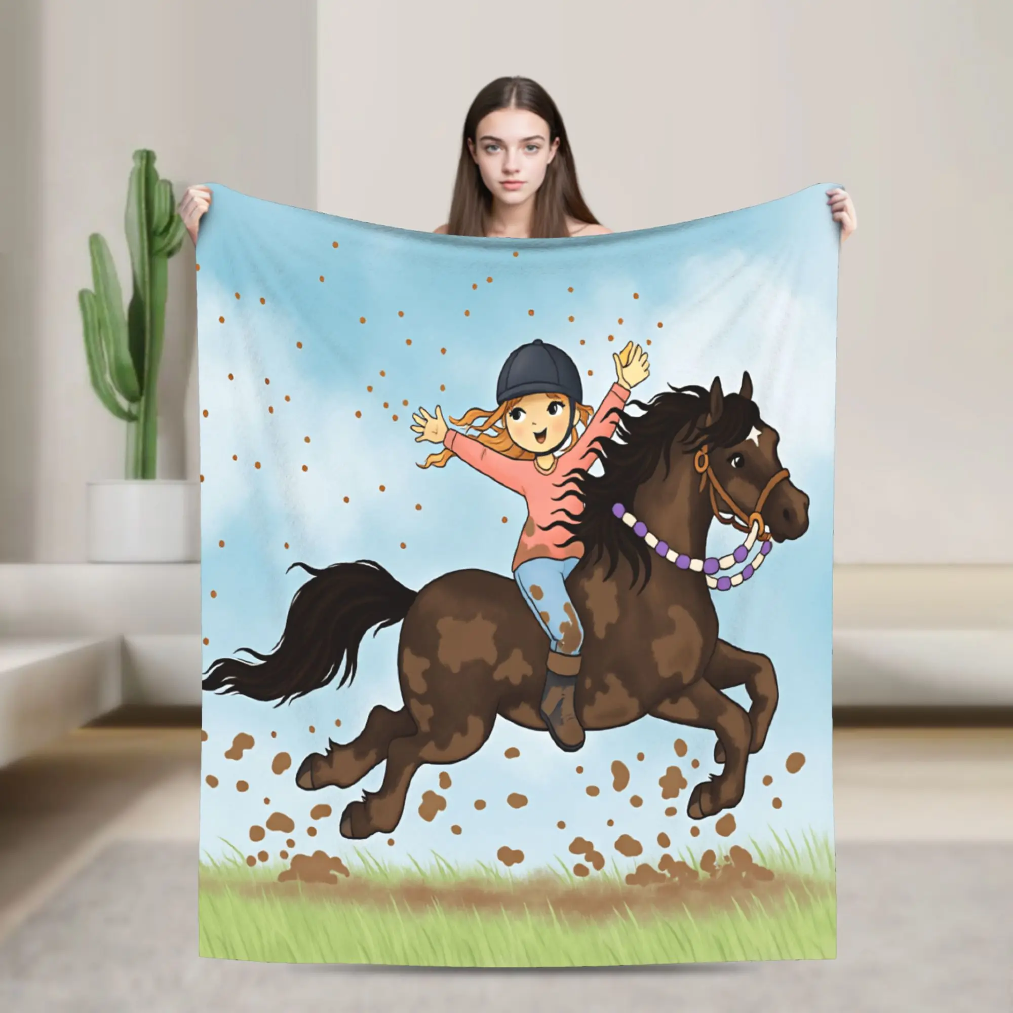 Warm Blanket Plane Travel Equestrian Throw Blanket Funny  Bedspread For Couch Bed
