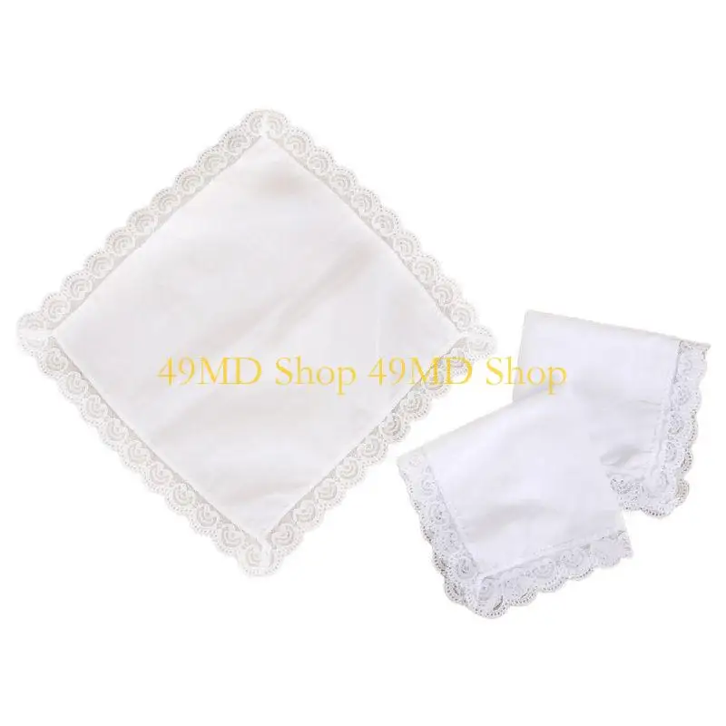 49MD Cotton Handkerchiefs Women Washable Square Hankie White Tie-dye Handkerchiefs