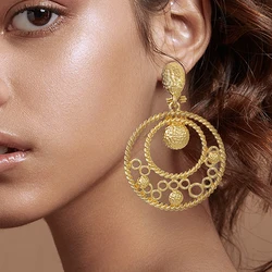 Roud Women Earrings Elegant Big Drop Earrings 18K Gold Plated Fashion Jewelry Wedding Party Accessories Trending Free Shipping