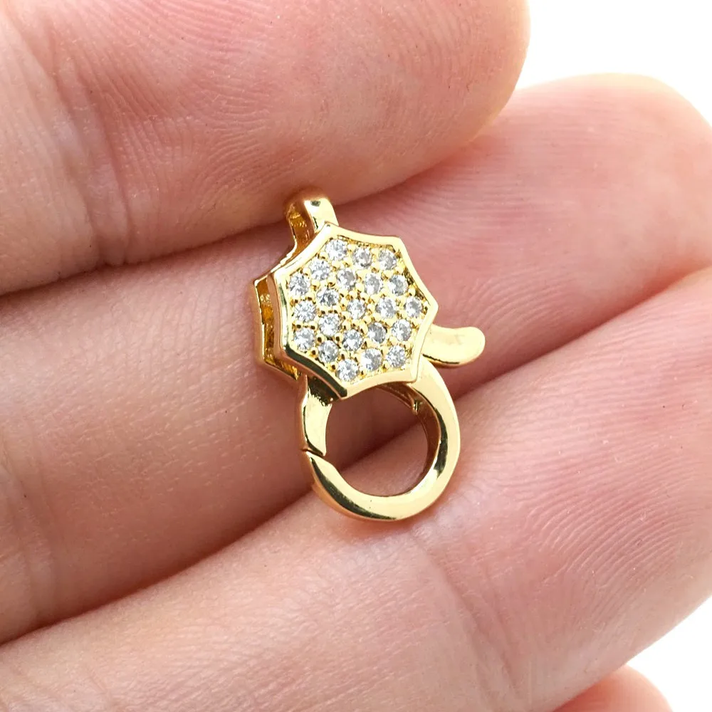 Gold Color Star Flower Rectangle Lobster Clasps Hooks Connetors CZ Zircon For Bracelet Necklace Chain Jewelry Making Findings