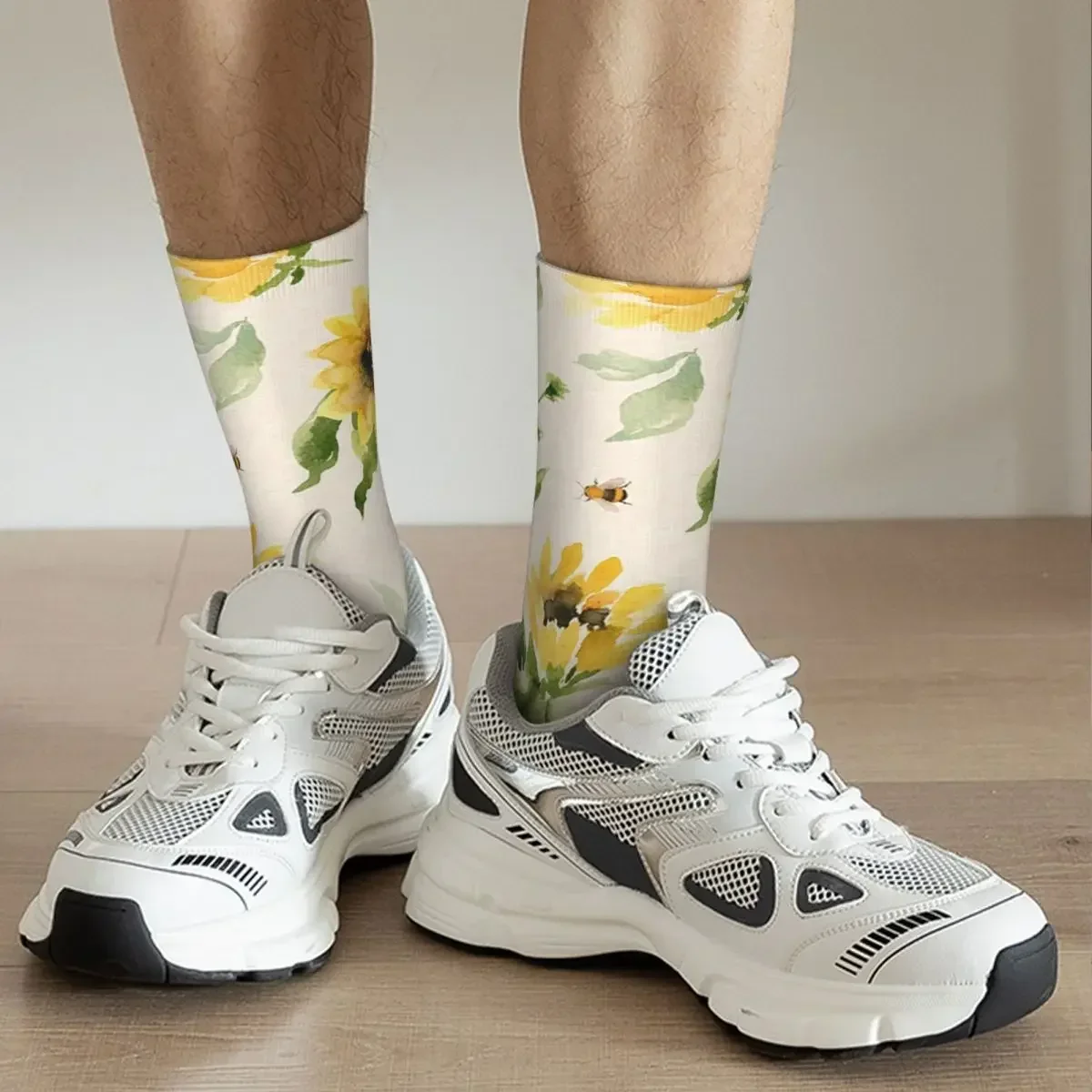 Sunflowers And Bees Socks Harajuku High Quality Stockings All Season Long Socks Accessories for Man's Woman's Gifts