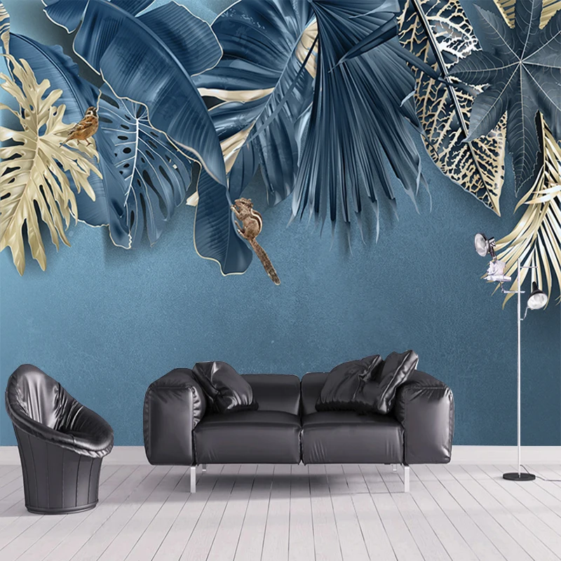 Custom Any Size Mural Wallpaper 3D Tropical Plants Leaf Fresco Living Room TV Sofa Bedroom Background Wall Decor Papel De Parede