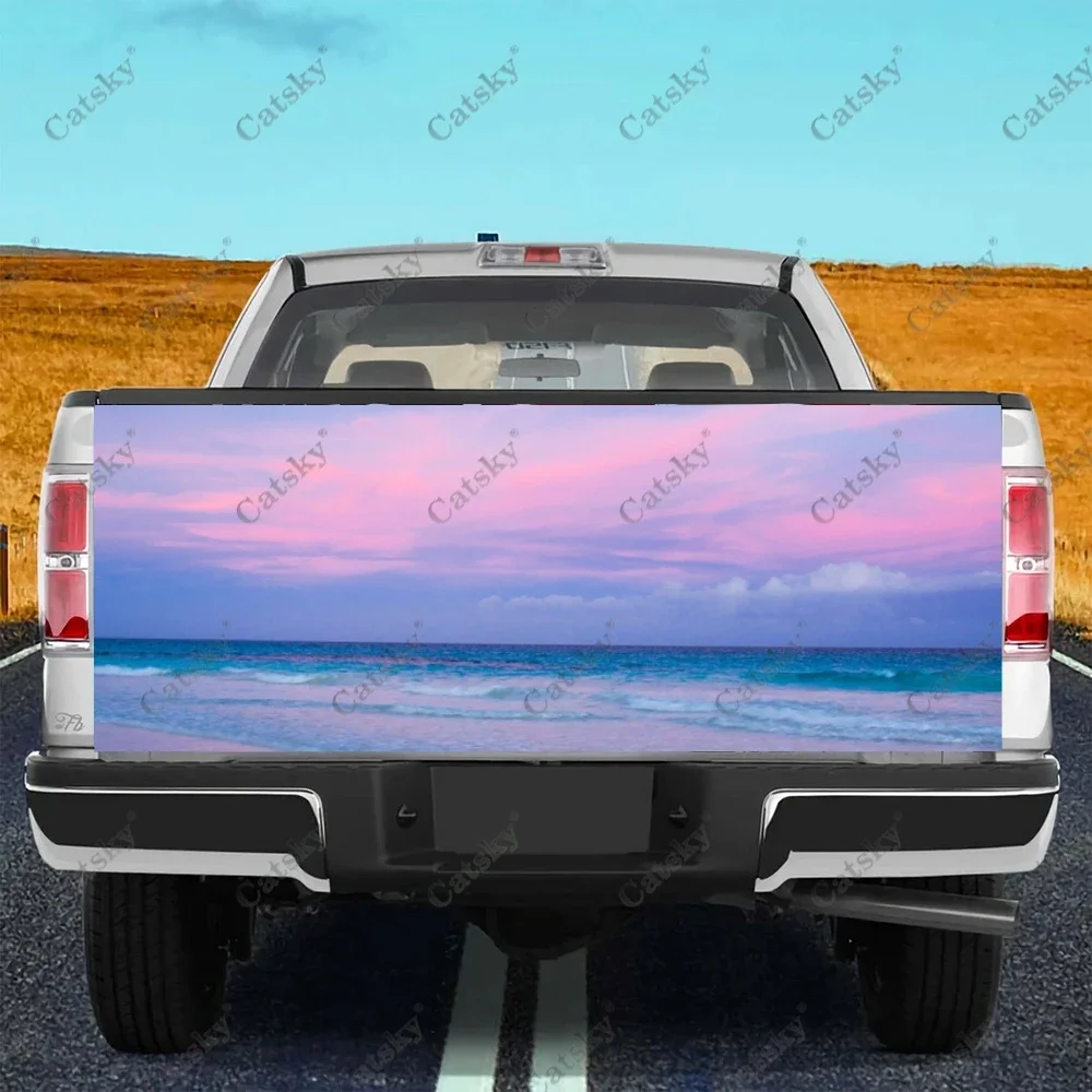 

Pink Beach Sunset Car Tail Trunk Protect Vinly Wrap Sticker Decal Auto Hood Decoration Engine Cover for SUV Off-road Pickup