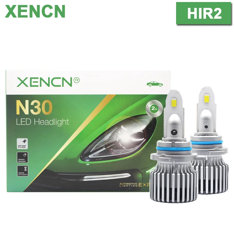 XENCN LED Headlight HIR2 9012 High Power 300W 30000LM Car Light 6500K White High Lumen Watt LED DRL PX22d LED Bulbs, Pair