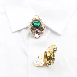 Sparkling Rhinestones 2 pieces, 30 * 38MM Metal Glass DIY Handmade Cufflinks, Wedding Accessories