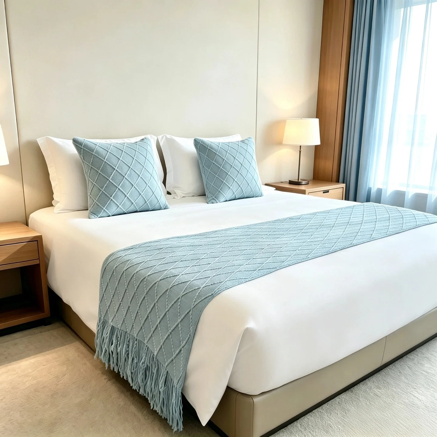 1pc Modern Simple Light Luxury B&B Hotel Bed Flag Bed Tail Towel Solid Color Bedding Bed End Blanket Bed Cover Knitted Bed Flag