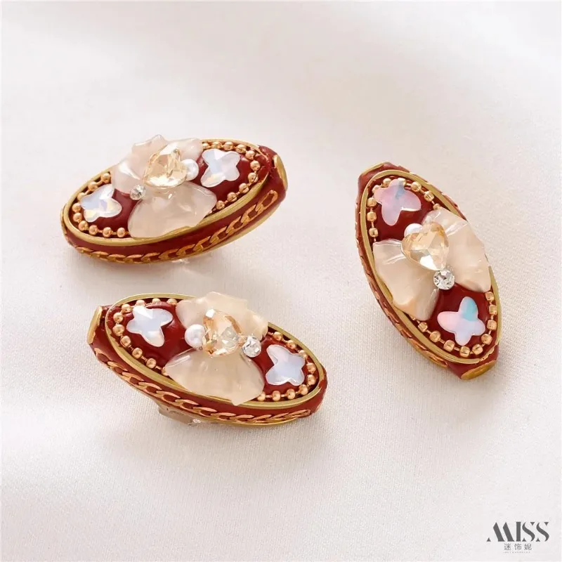 Fancy Beads Nepal Pearl-Tibetan Decal India-Pakistan Retro Oval Bead Diy Braided Rope Pendant Exotic Jewelry Accessories