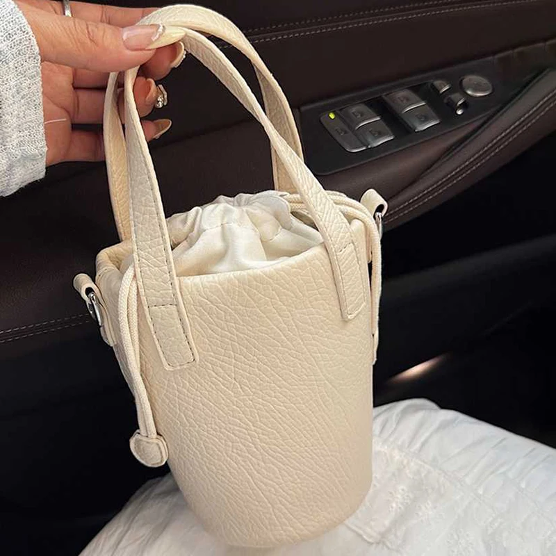 

Women Drawstring Bucket Handbags 2025 New Fashion Pu Leather Mobile Phone Bag Simple Versatile Crossbody Bags Popular