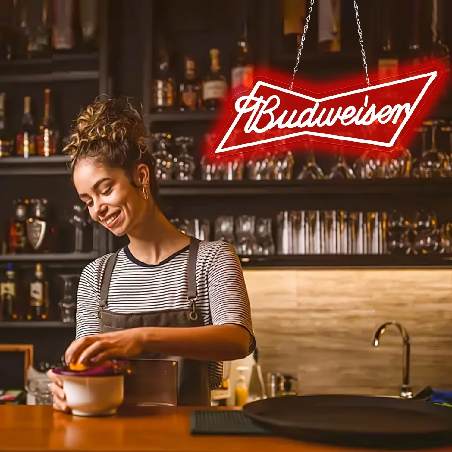 budweiser logo beer bar Neon Signs  Bar Neon Beer Light Sign for Wall Decor , for Man Cave Bedroom Shop Beer Club Pub Bistro
