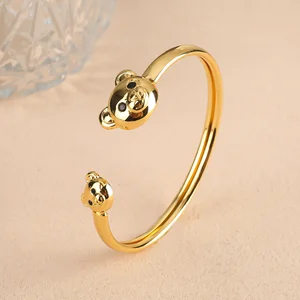 Bärenbären Zircão -Armband offen für Frauen, Kupfer, Gold gebadet, tierisches Hip -Hop -Armband, charmanter Schmuck für Mädchen, tägliche Verwendung, 5 Farben 6 Hauptverkäufe Bear Tous Joia - №1