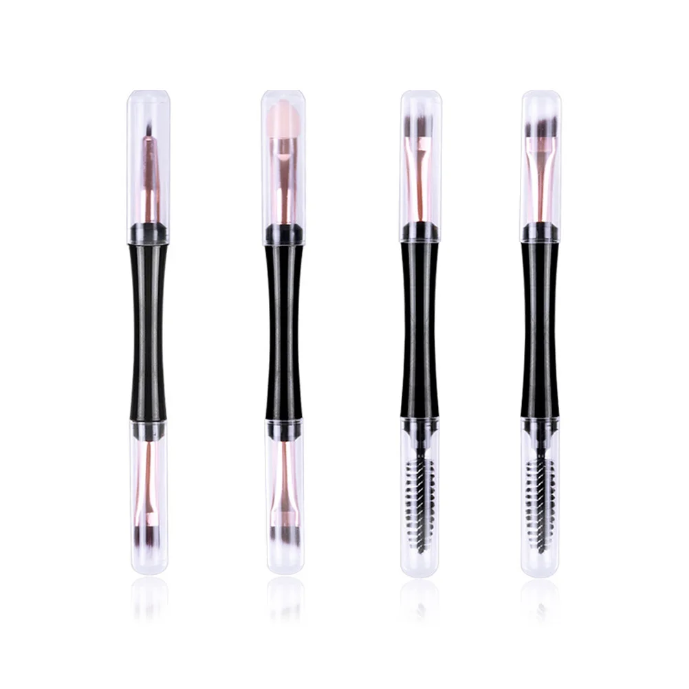 Ensemble de pinceaux de fard à paupières, 3 pièces, pinceaux de maquillage à poignée confortable, double usage, outils cosmétiques pour cils et sourcils, usage professionnel