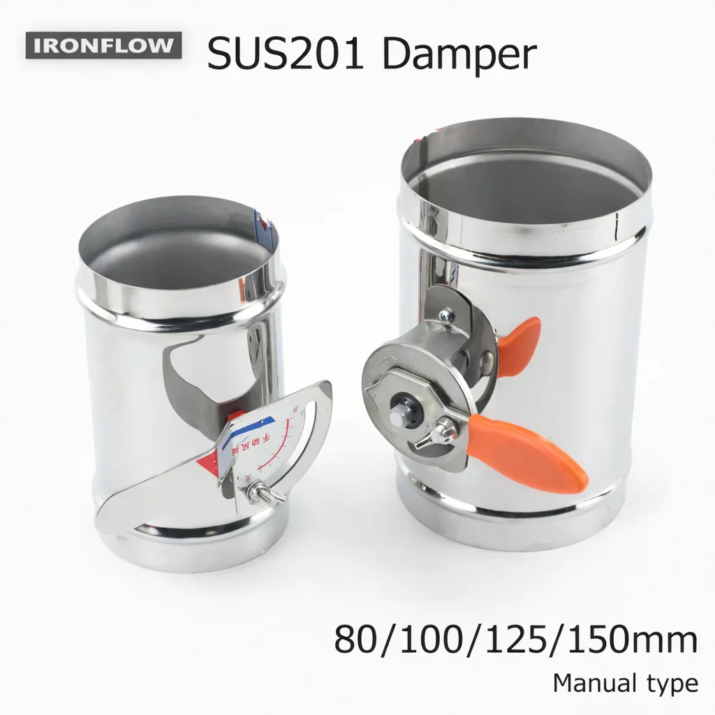Clapet anti-retour manuel en acier inoxydable 201 avec poignée pour conduit de ventilation 80mm 100mm 125mm 150mm