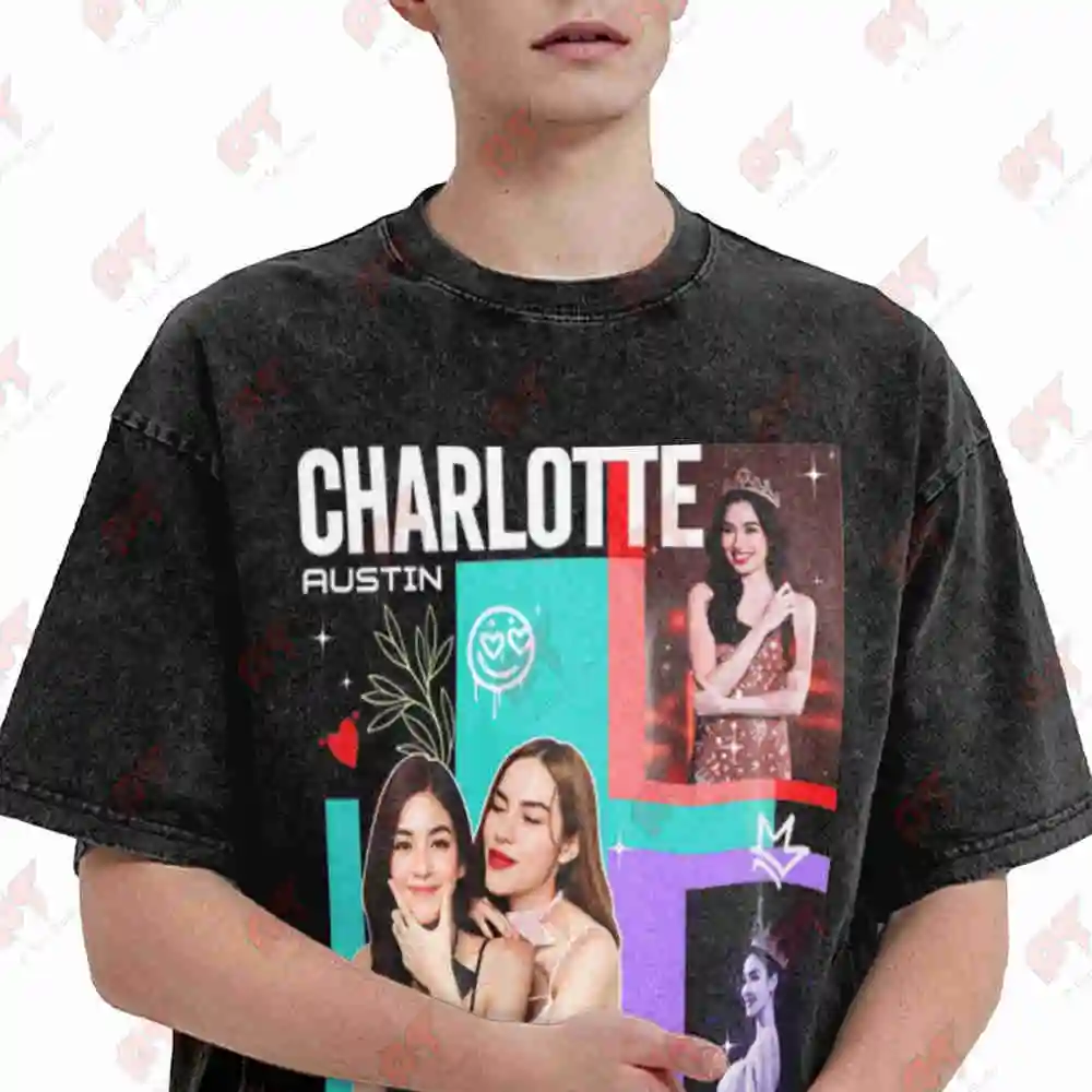 Charlotte Austin Engfa Waraha Thailand GL Series Actor Vintage Washed Tee Pure Cotton T-Shirt
