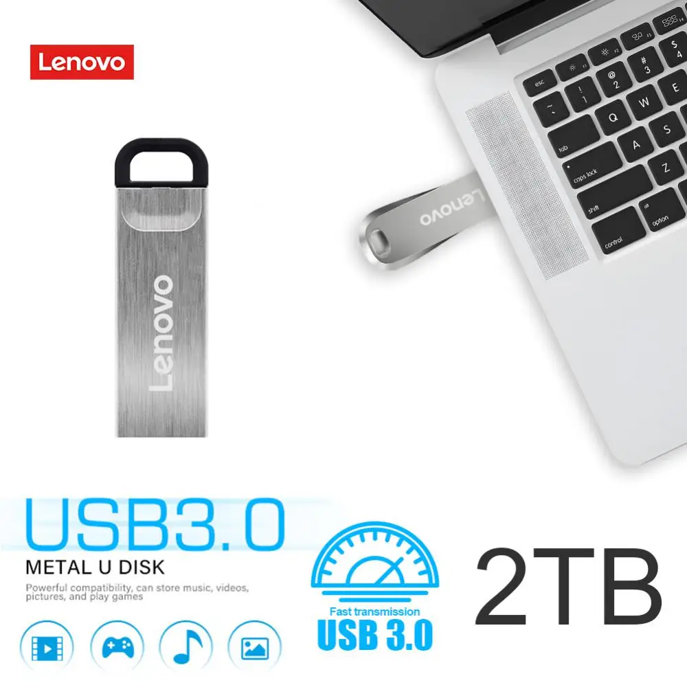 레노버 펜드라이브 키 체인 USB 3.0 플래시 드라이브, 2TB 크리에이티브, 128GB, 64GB, 1TB 메모리 스틱, 펜 드라이브, USB 드라이브, U 스틱 선물, 신제품