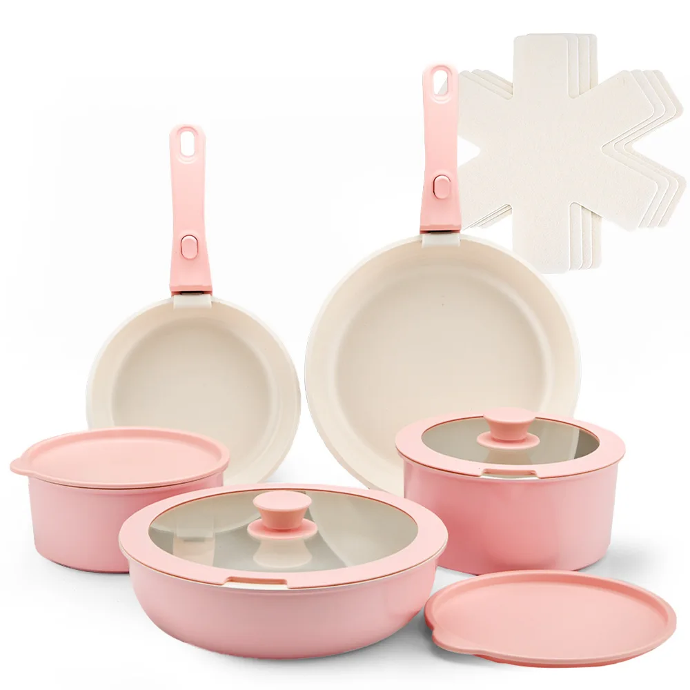 Cross-border non-stick pan Removable handle  Household ceramic coated  set Full set of frying  Milk pan