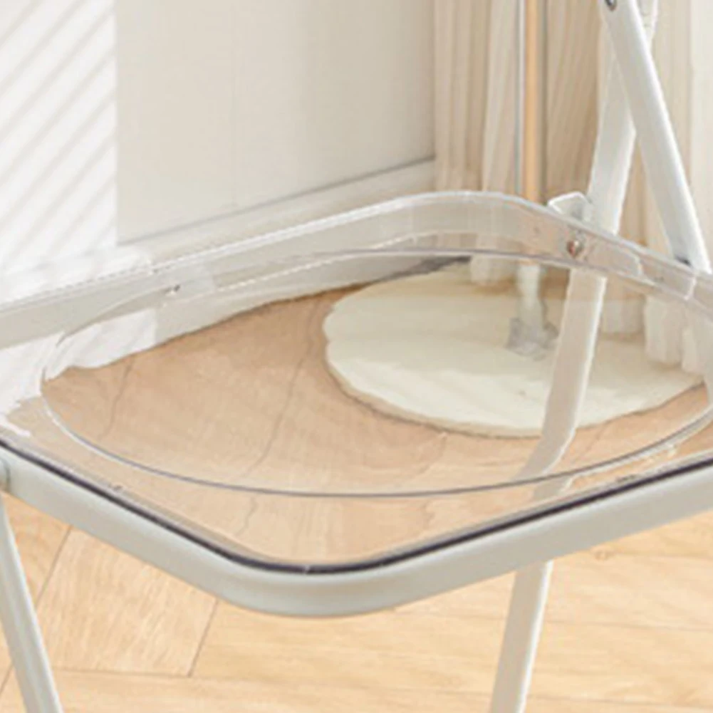 كراسي شفافة قابلة للطي من الأكريليك مع إطار من الكروم لمقعد غرفة المعيشة خفيف الوزن لغرفة المعيشة والمكتب وغرفة الانتظار #5