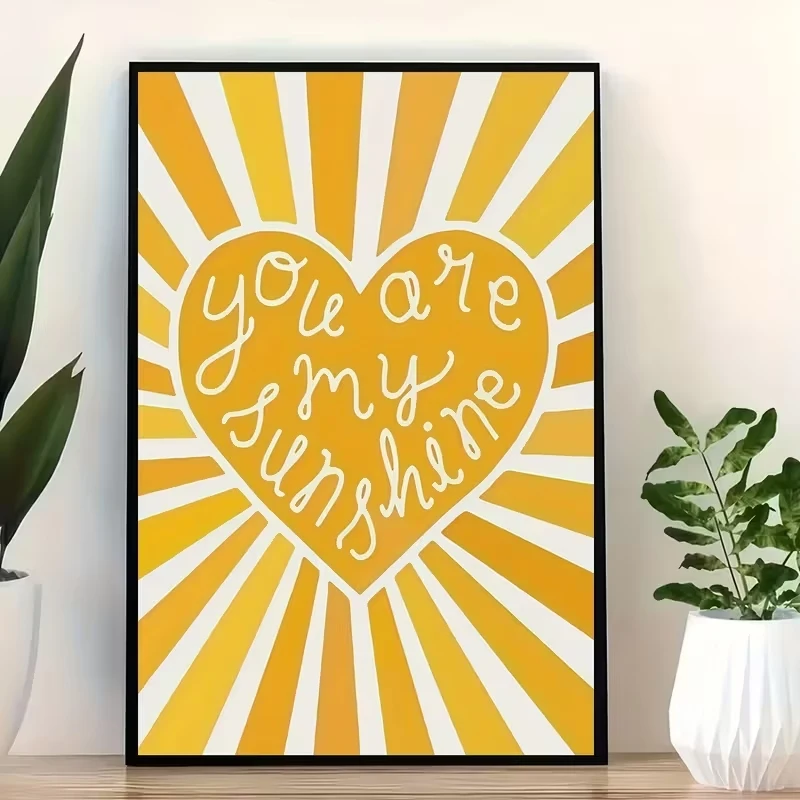 Modern Yellow You Are My Sunshine Quotes Wall Art Print Canvas Painting Poster Picture For Living Room And Bedroom Home Decor