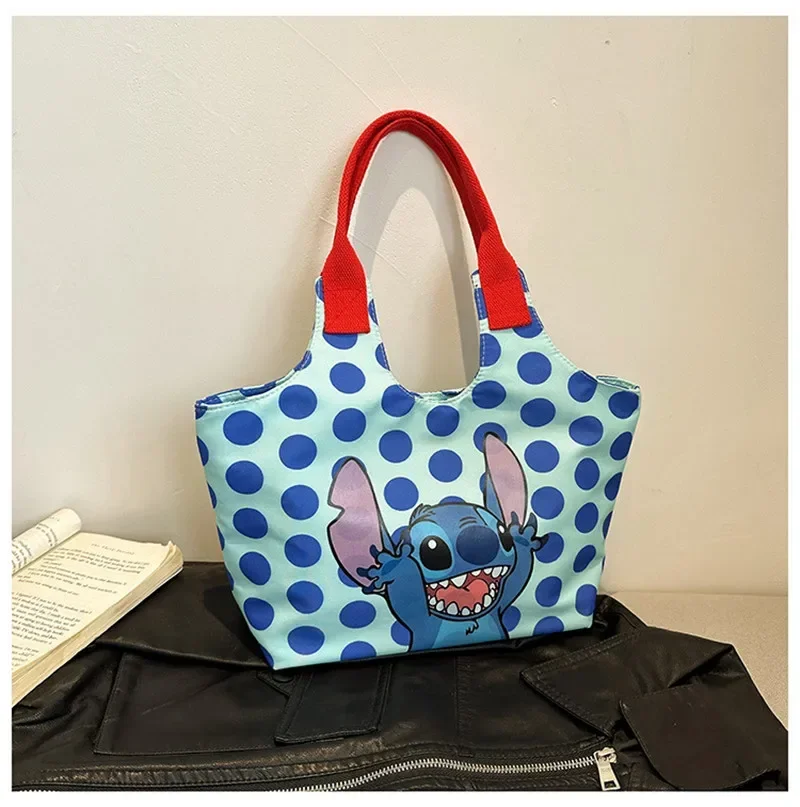 Disney Mickey Mouse Canvas Shoulder Bag Sweet Girl Stitch Handbag Fashion Student Cartoon Class storage Tote Bag