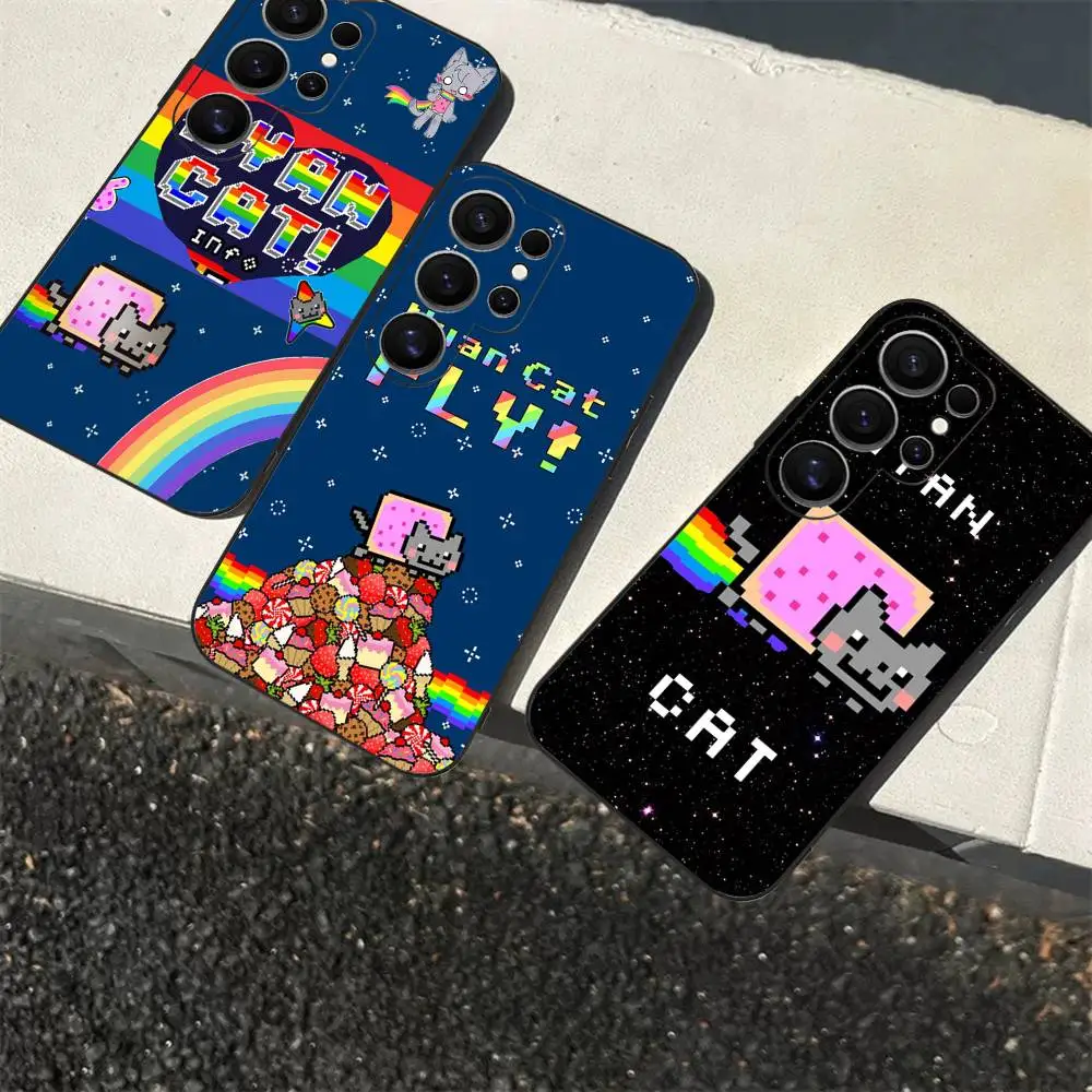 Cute N-nyan CatS Kawaii Phone Case For Samsung S 24 fe 25 Ultra plus 20 lite 21 30 22 23 24 22 Ultra 5G Fundas