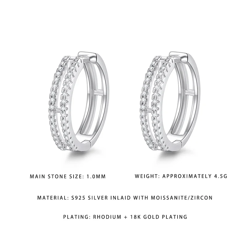 

Minimalist Pave Setting Huggie Earrings S925 Silver Inlaid Zircon/Moissanite