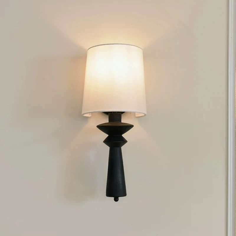 American Vintage Minimalist Fabric Art Wall Lamp Bedroom Bedside Living Room TV Cabinet Staircase Hallway Home Decor Wall Lights