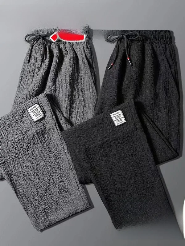 Men's Casual Ice Silk Work Trousers Summer Ultra-Thin Straight Leg Wear-Resistant Loose Fit Summer Fashion City Style