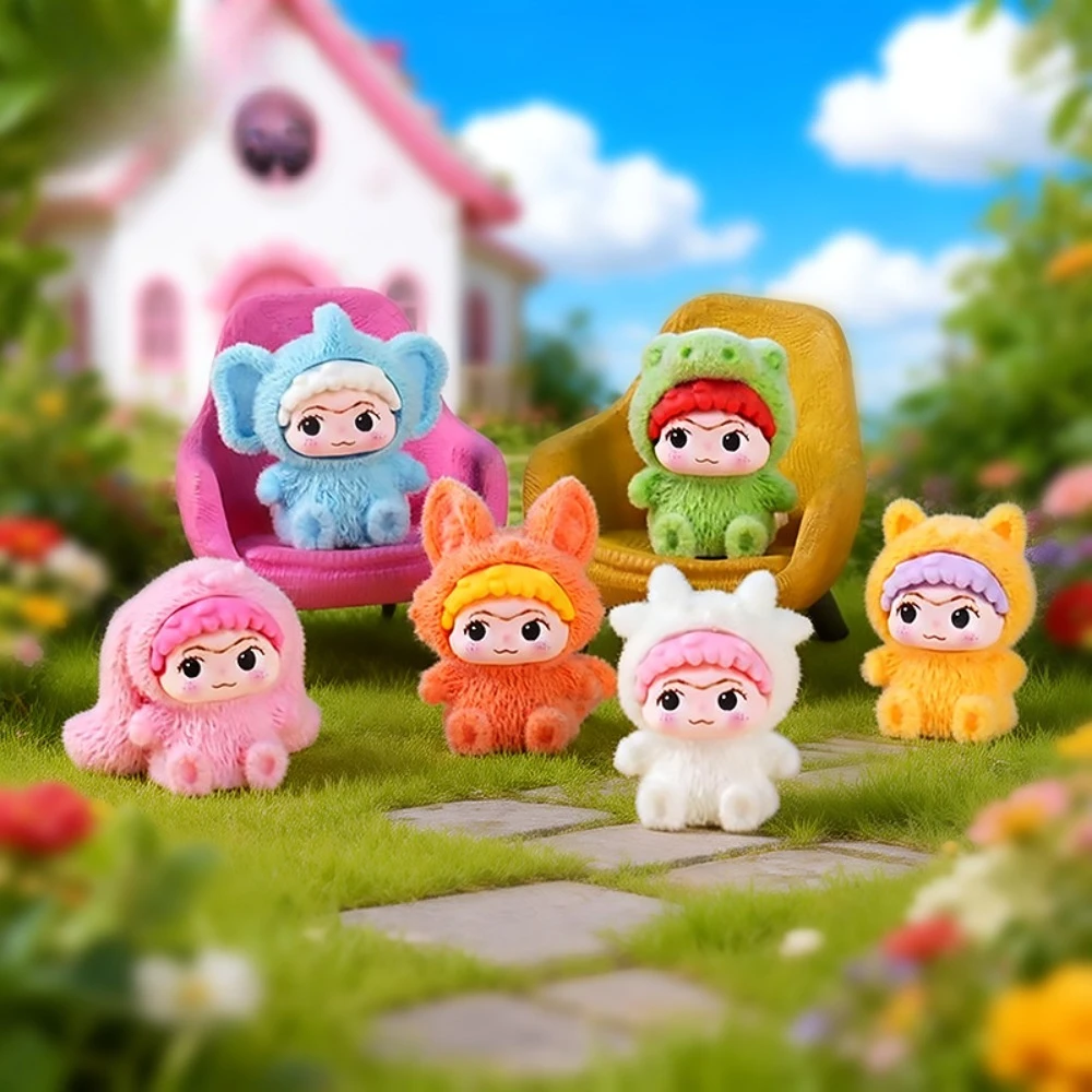 Cute Flocked Resin Doll Figurines, Kawaii Animal Hoodie Mini Ornaments, Micro Landscape Potted Plant Desk Home Decor Gifts