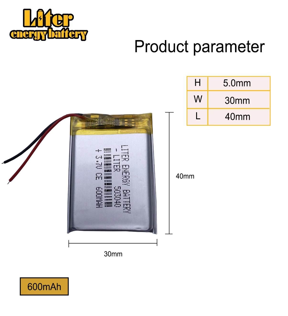 3.7 V batteria ai polimeri di litio 503040 053040 MP3 Bluetooth audio FAI DA TE/Giocattoli 600 MAH