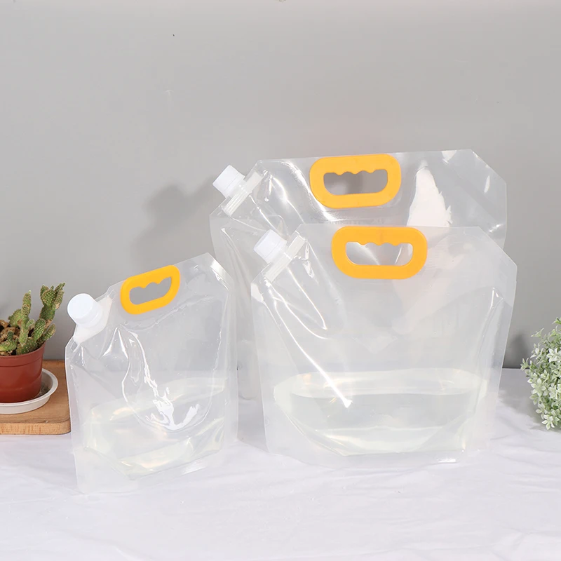 1Pc Transparent 1.5/2.5/5L Stand-up Plastic Grain Drink Spout Pouches for Beer Beverage Liquid Juice Milk Oil Packaging Bag