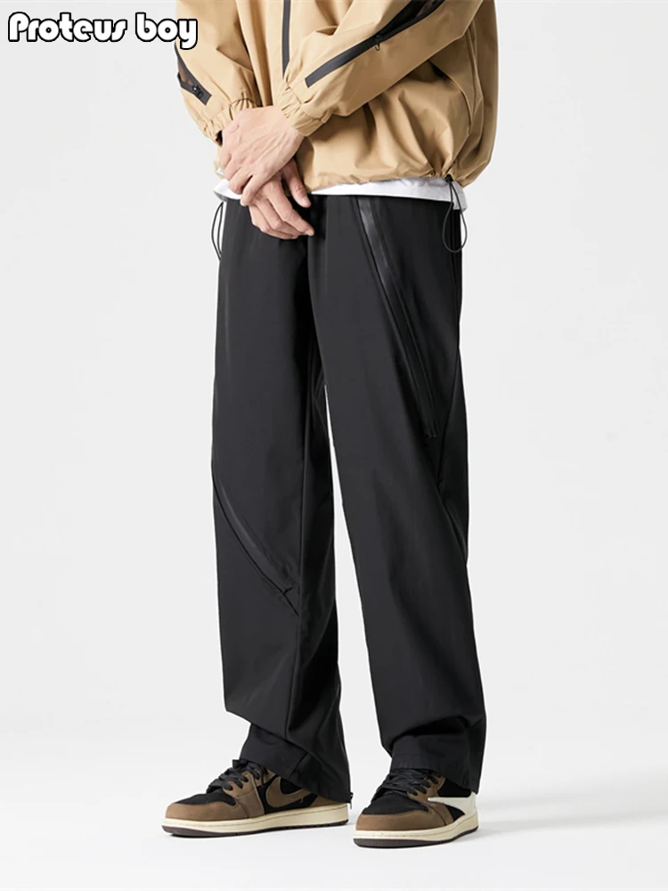 

ProteusBoy Men's Loose Straight Leg Casual Pants American Sle Spring Autumn High Street Faionable Trousers for Teens