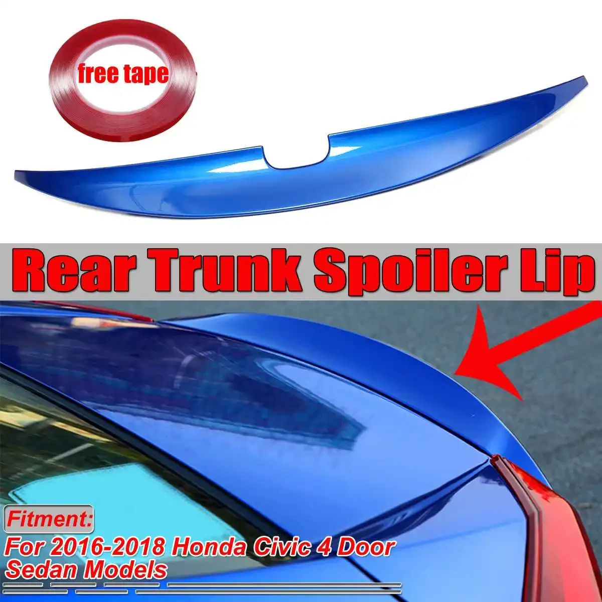 

Rear Trunk Spoiler Lip Boot Wing For Honda For Civic 10th Gen Sedan 2016-2018 Rear Spoiler Wing Lip Extension