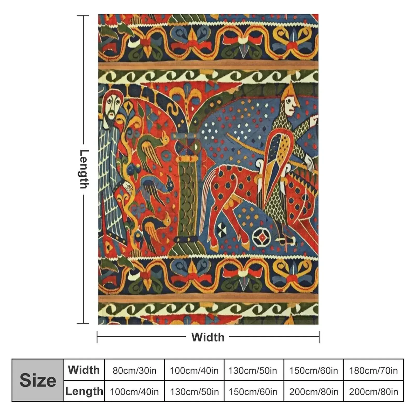 NORWEGIAN BALDISHOL TAPESTRY , Medieval Knight Horseback Throw Blanket valentine gift ideas Furry Stuffeds Blankets