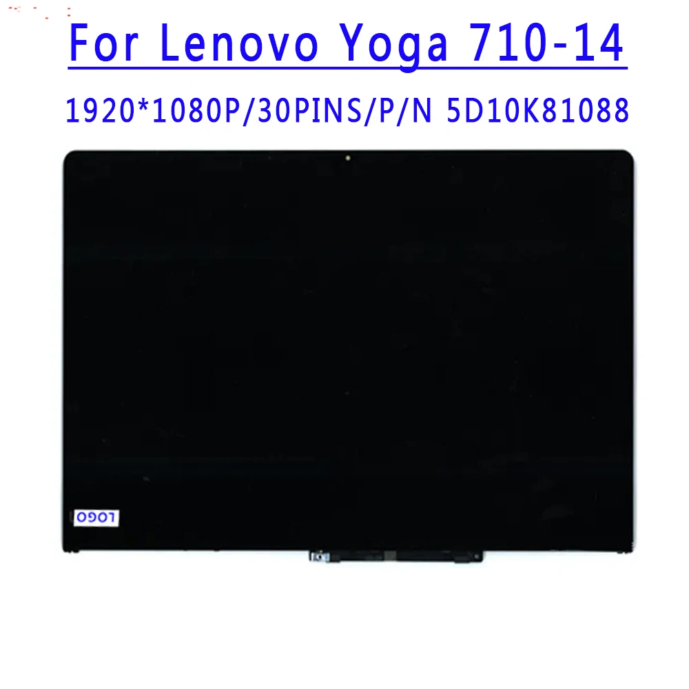 polegadas 1920x1080 ips 30 pinos lcd touch assembly com moldura para lenovo yoga 71014 yoga 710 14 yoga 710 14ikb p n 5d10k81088 140 01