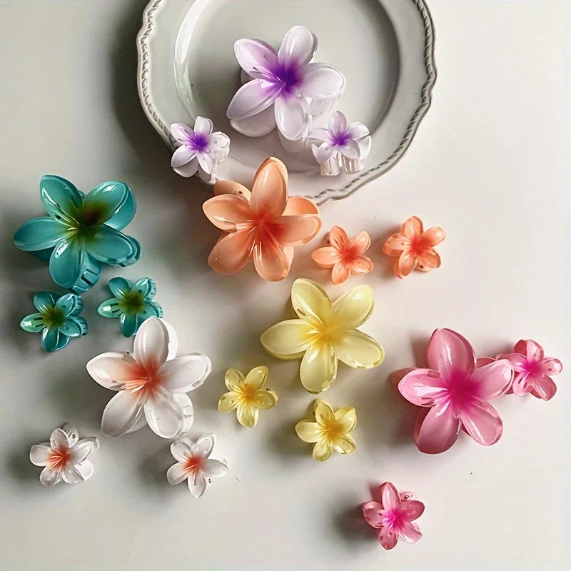 3Pcs/18Pcs Egg Flower Hair Clips Gradient Candy Color Flowers Suitable for Daily Backcombed Ponytail Shark Clip Hair Accessories