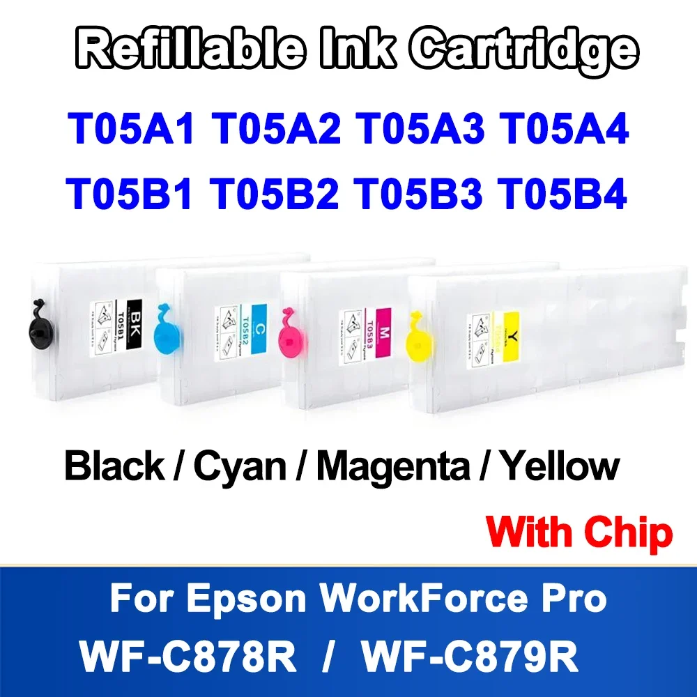 Europe 4 Colors T05A T05B Refillable Ink Cartridge with chip For Epson WorkForce WF-C878R WF-C879R C878 C878R C879R C879