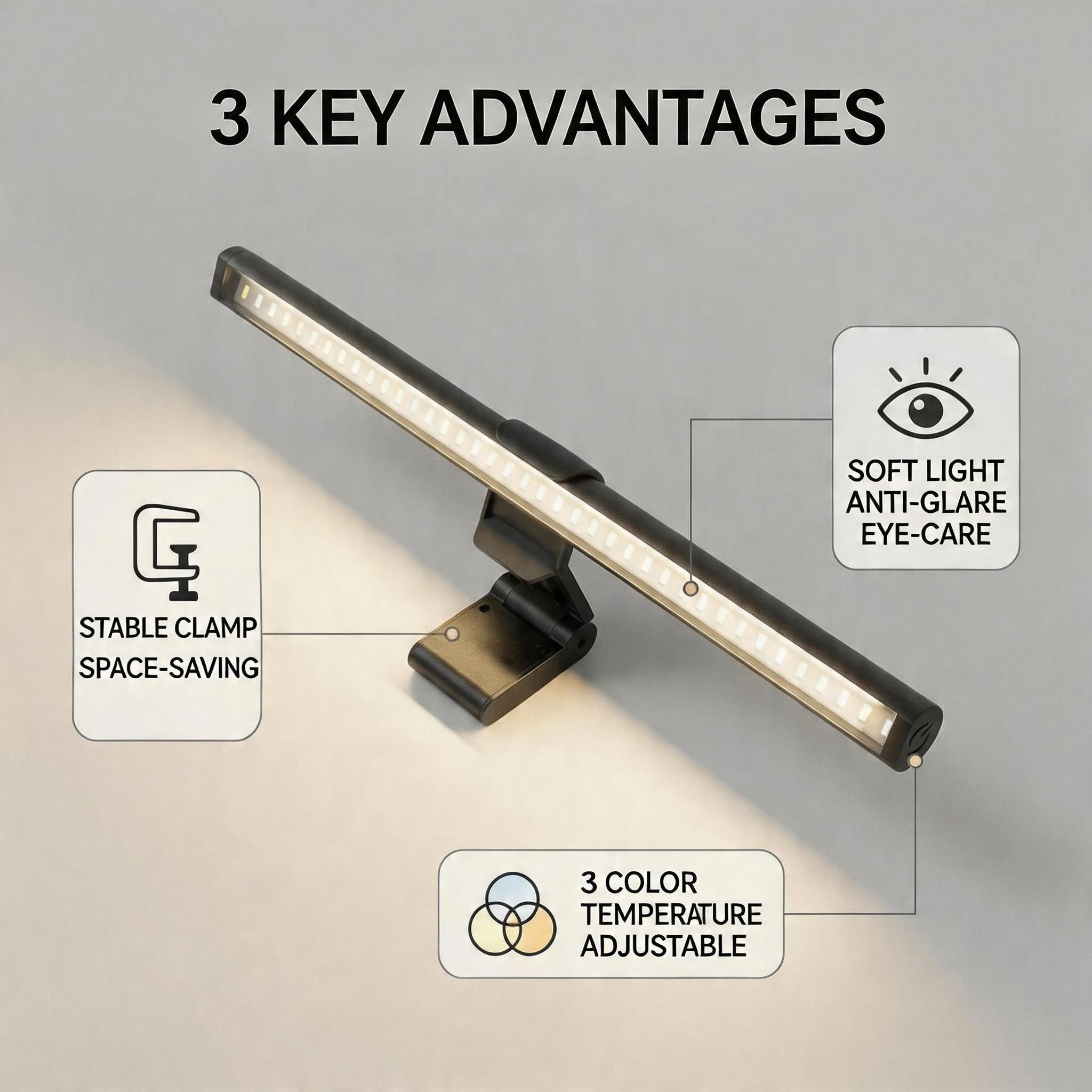 LED Monitor Lights Computer RGB Monitor Gaming Work Lightbar PC Screen Desk Hanging Light Fixture Stepless Dimming Table Lamps