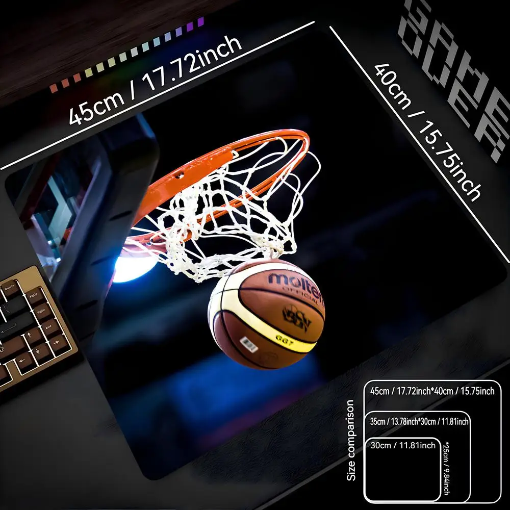 

Спортивный баскетбольный художественный коврик для мыши, небольшой игровой коврик для мыши с прошитыми краями, офисный нескользящий резиновый коврик для стола, HD компьютерный коврик для ноутбука