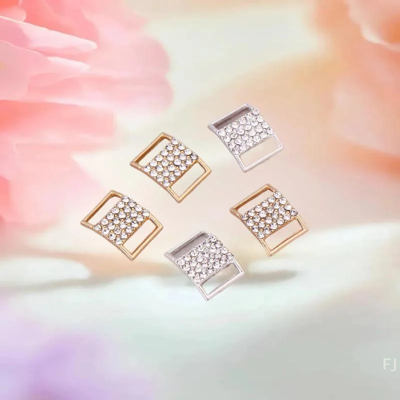 [YU]10Pcs 10*15MM Rhinestone Bikini Connector Buckle Alloy Chain Swimwear Decorative Rhinestone Buckle DIY Jewelry Accessories