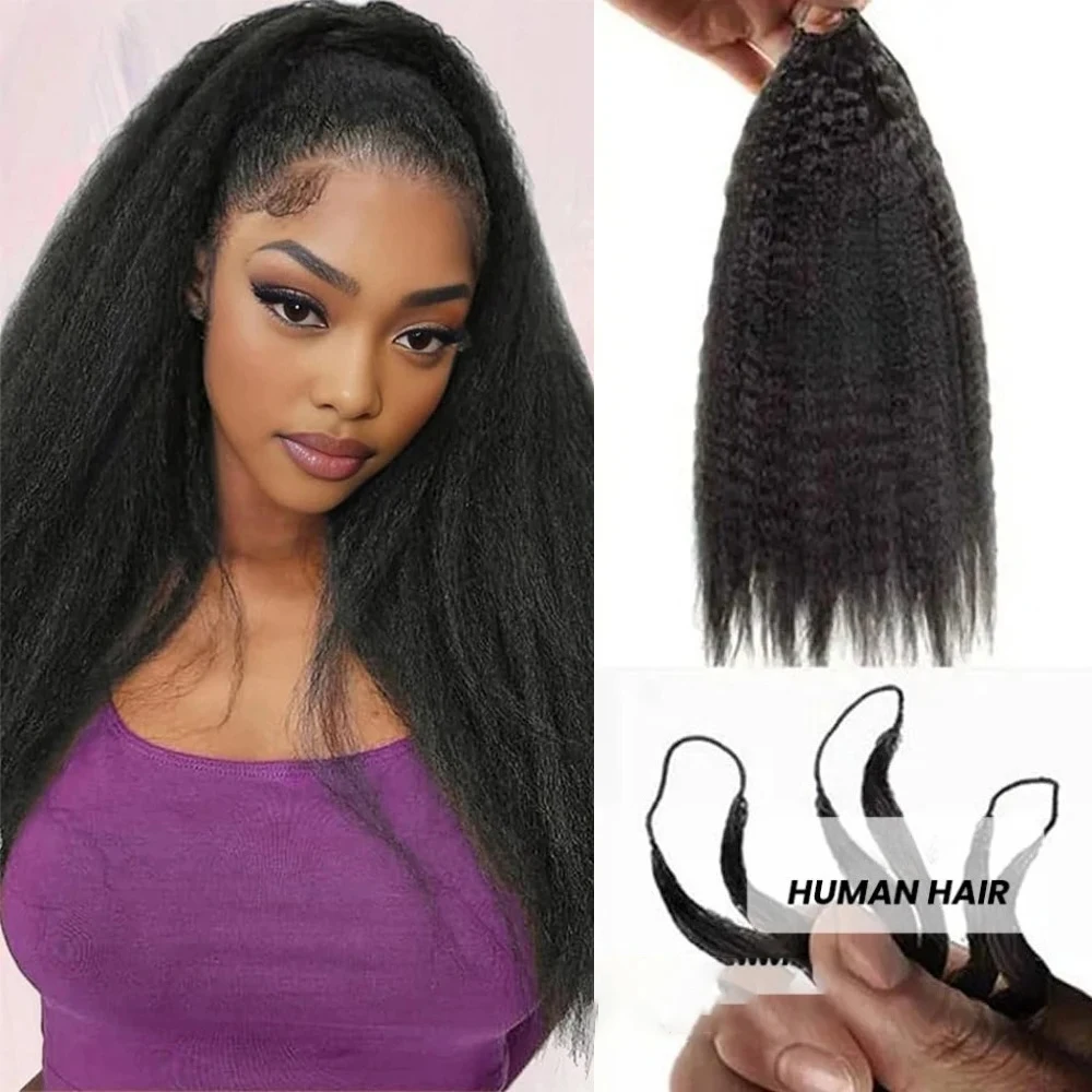 

Накладные волосы Kinky Straight Feather Crochet из натуральных волос для женщин, без узлов, предварительно разделенные, объемные, с невидимыми узлами, для укладки