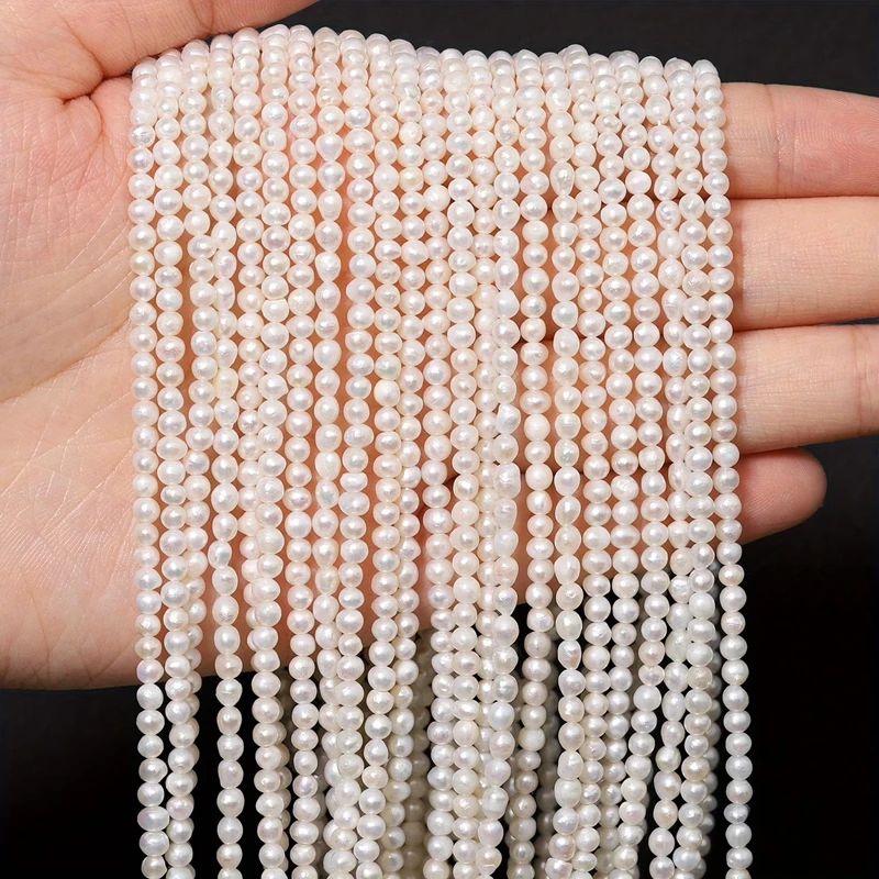 Natural Freshwater Pearl Round Beads White Semi Finished Beads for Jewelry Making Supplies DIY Necklace Bracelet Accessory