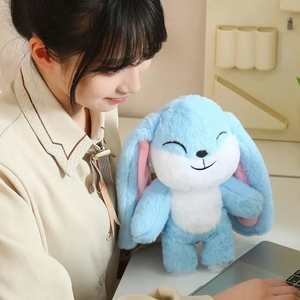 Head Can Rotated Long Ear Rabbit Plush Doll PP Cotton Happy To Angry Emoticon Rabbit Plush Toy Collectible 2 Facial