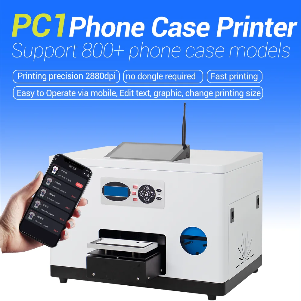 For Mini Flatbed LED Phone Case A5 Smart UV Inkjet Printer With XP600 Print Head And AI Drawing Function