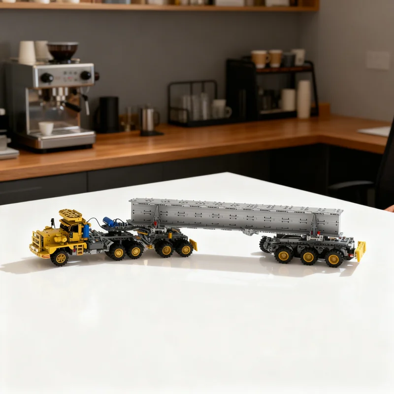

5839 деталей MOC Pacific P12 с прицепом-платформой, техническая модель, строительные блоки, архитектурные конструкторы, рождественский подарок, игрушка, развивающая игрушка, сделай сам