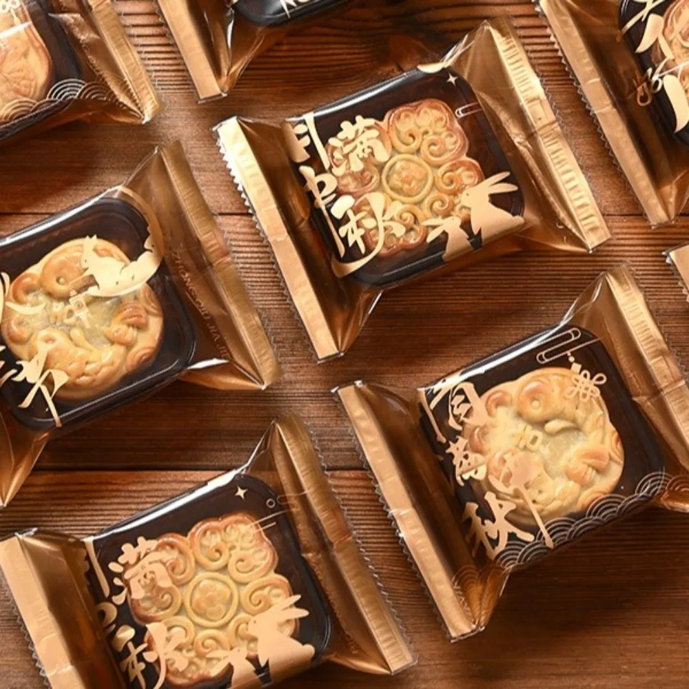 Bolsa de embalaje de pastel lunar de estilo chino, bolsa de embalaje de galletas de calidad alimentaria a prueba de humedad, bolsa de regalo hecha a mano de plástico, 100 Uds.