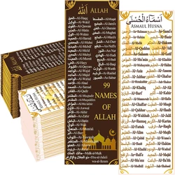 3pcs 99 Alara's Name Bookmark Arabic English with 1pc Moon Bead Bookmark,Islamic Arabic Gifts for Quran Learning
