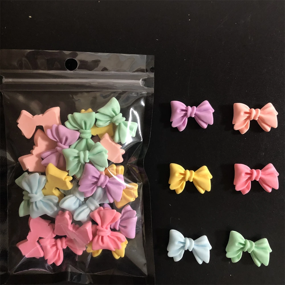 New 30Pcs Mixed Colorful Cute Cartoon Bow Ties Frog Candy Diy Phone Case Accessories Long Nail Art Duck Tipz Decoration Charms