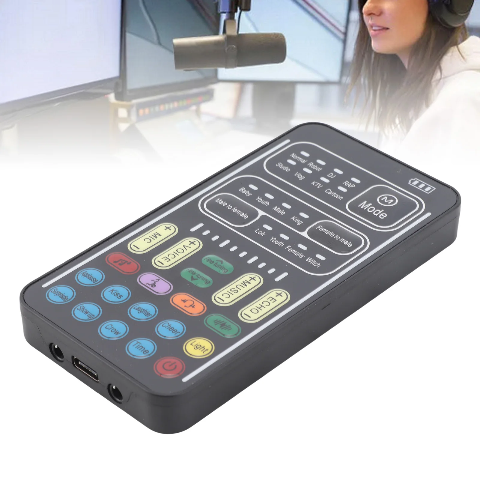 Recording  Sound Card Wide Use Disguising Your Voice Voice Changer Set 8 Different Sounds with USB Charging Cable for Game