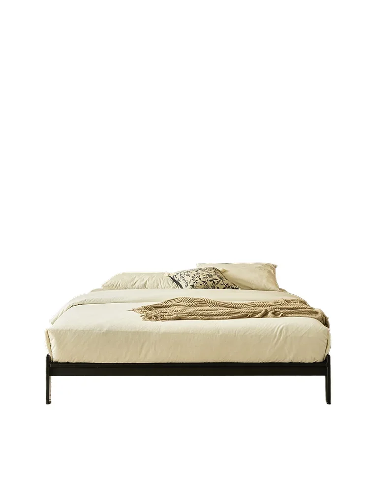 French retro 1.8m wedding bed small apartment bedroom double bed all solid wood black