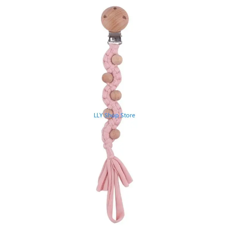 

T8UD Bead Pacifier Clip for Baby Girls Boys Babies Cotton Soother Chain Holder