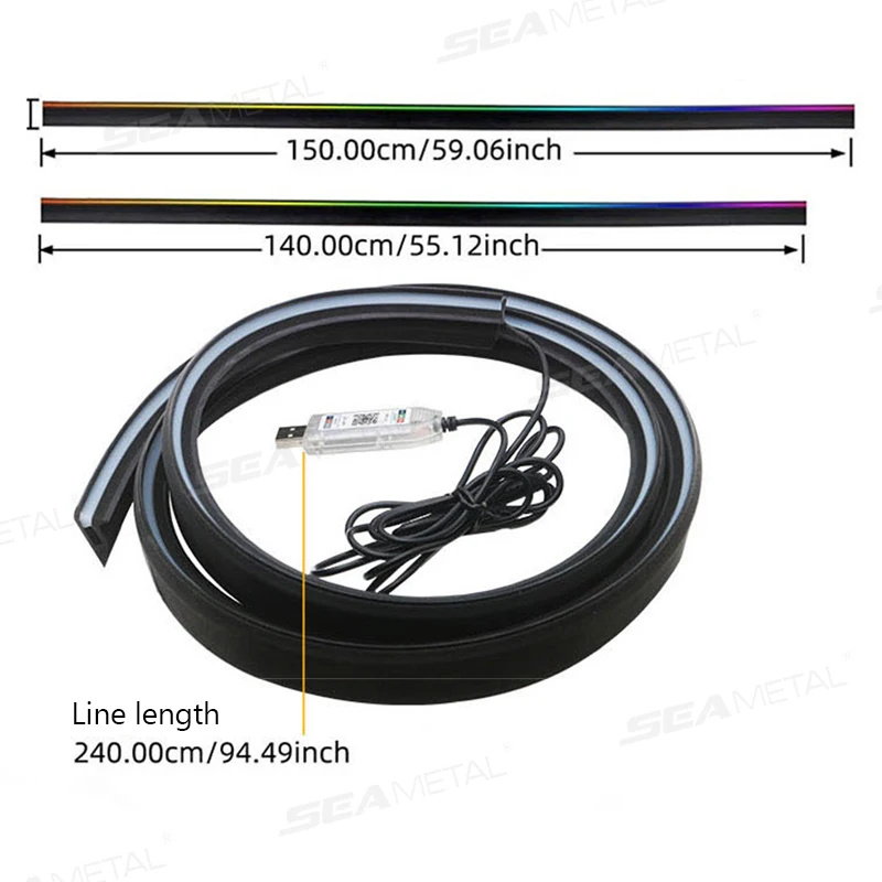 BLALION 140 سنتيمتر أضواء السيارة المحيطة LED الداخلية التفاف حول لوحة القيادة ختم الشريط RGB سيمفونية جو مصباح USB APP التحكم